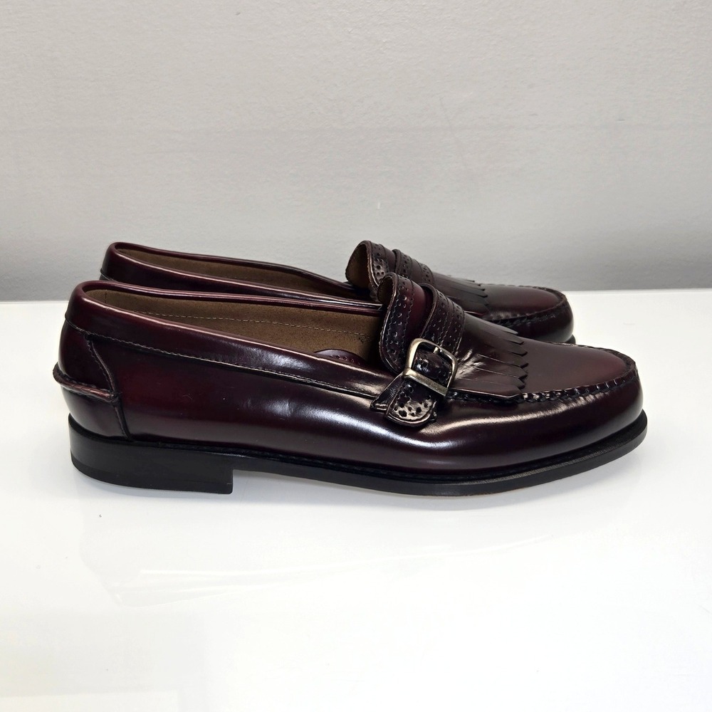 G.H. Bass Kiltie Buckle Loafers Mens 10W Oxblood Burgundy Leather Moc Toe Preppy